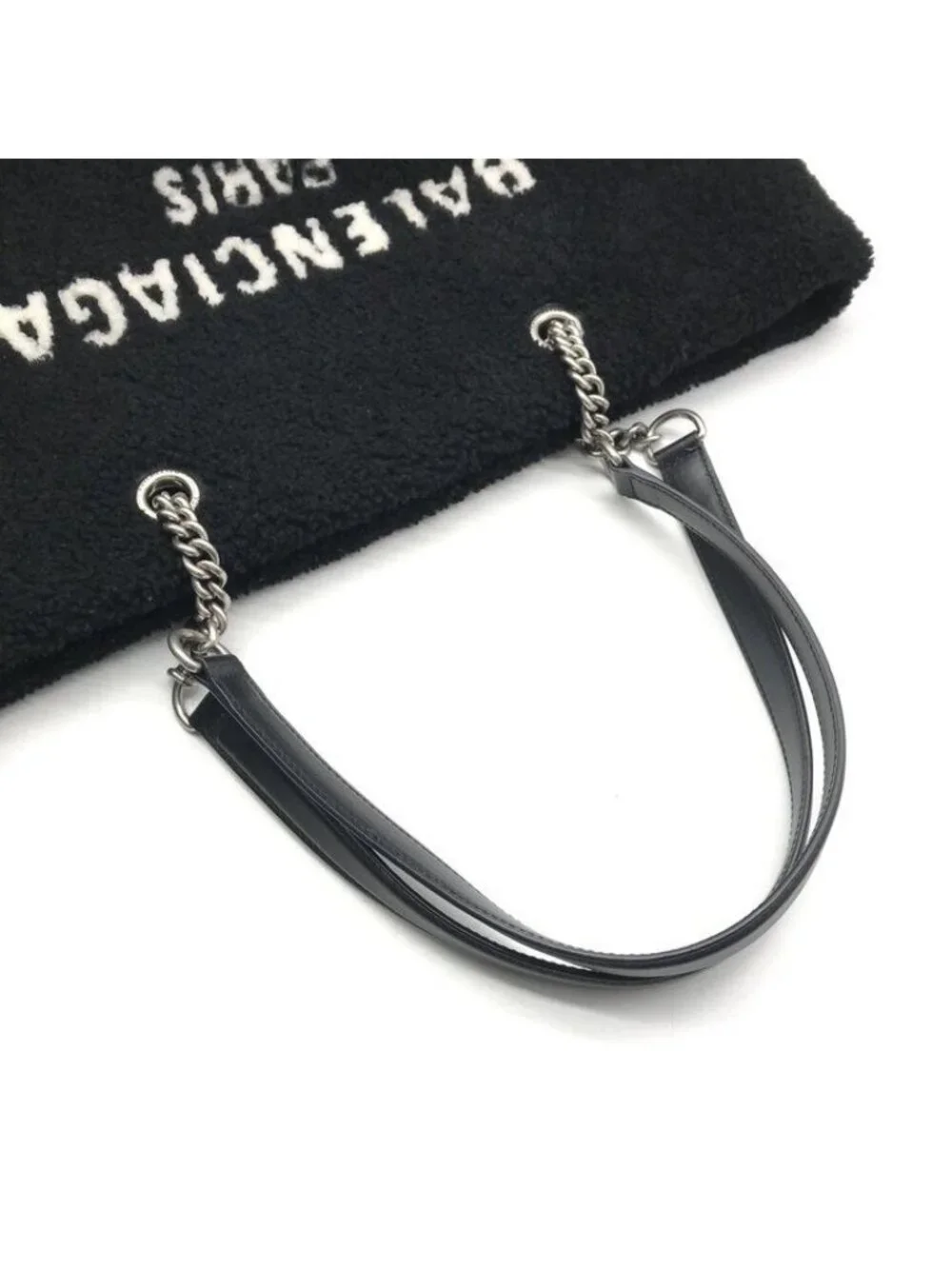 Balenciaga Tote Duty Chain Shearling Black